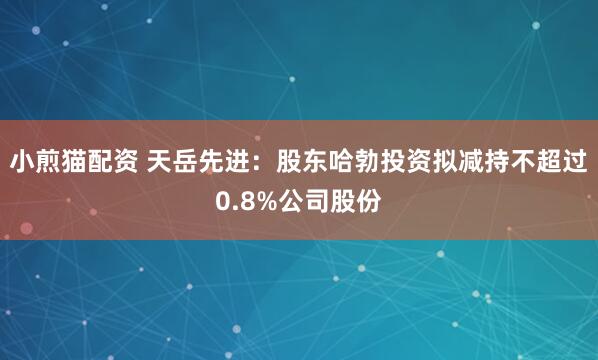 小煎猫配资 天岳先进：股东哈勃投资拟减持不超过0.8%公司股份